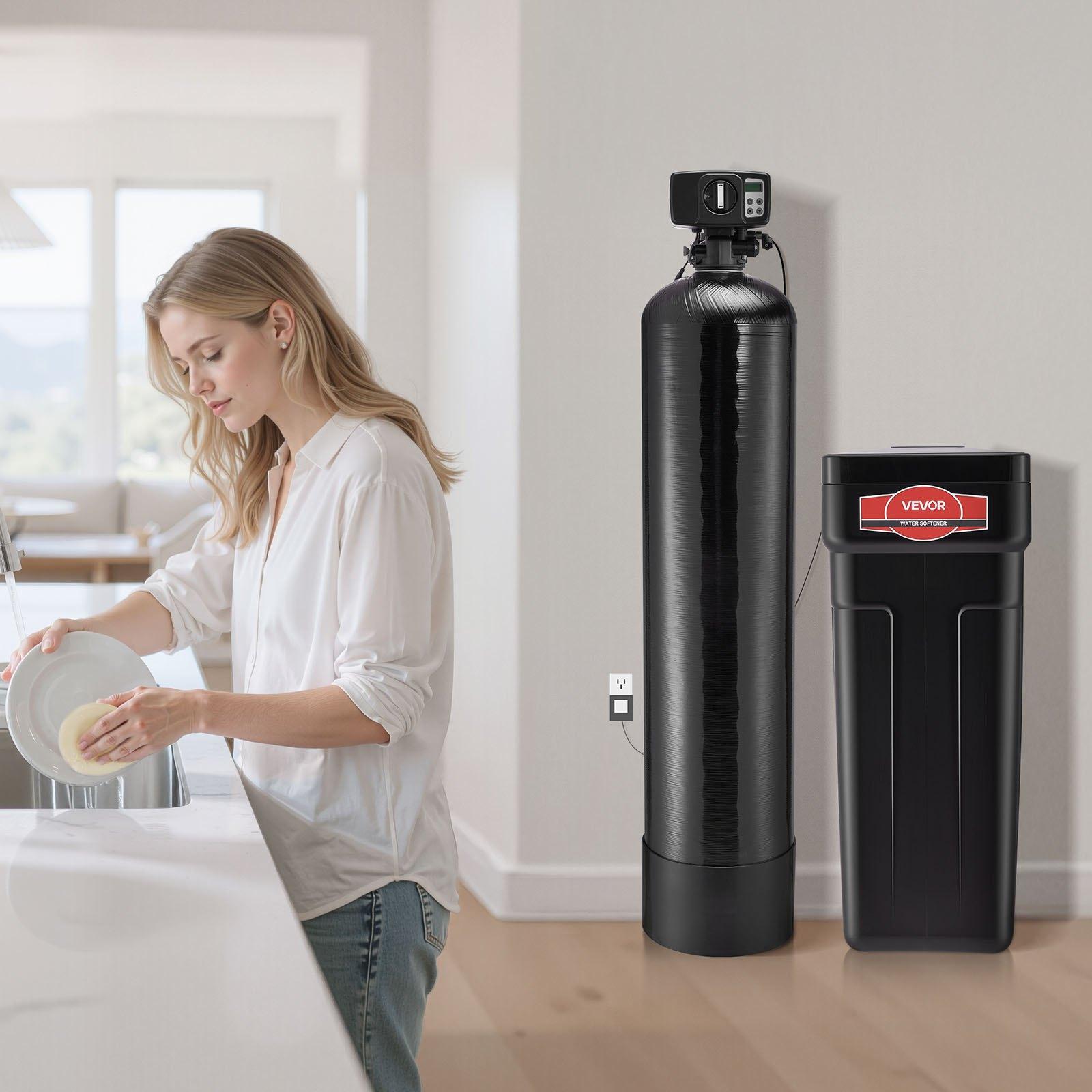 VEVOR Water Softener, 48, 000 Grains Whole House Water Softener System, with Automatic Digital Control Head, Bypass Valve, Reduce Hardness and Minerals, Improve Water Quality, for 3-4 Bathrooms