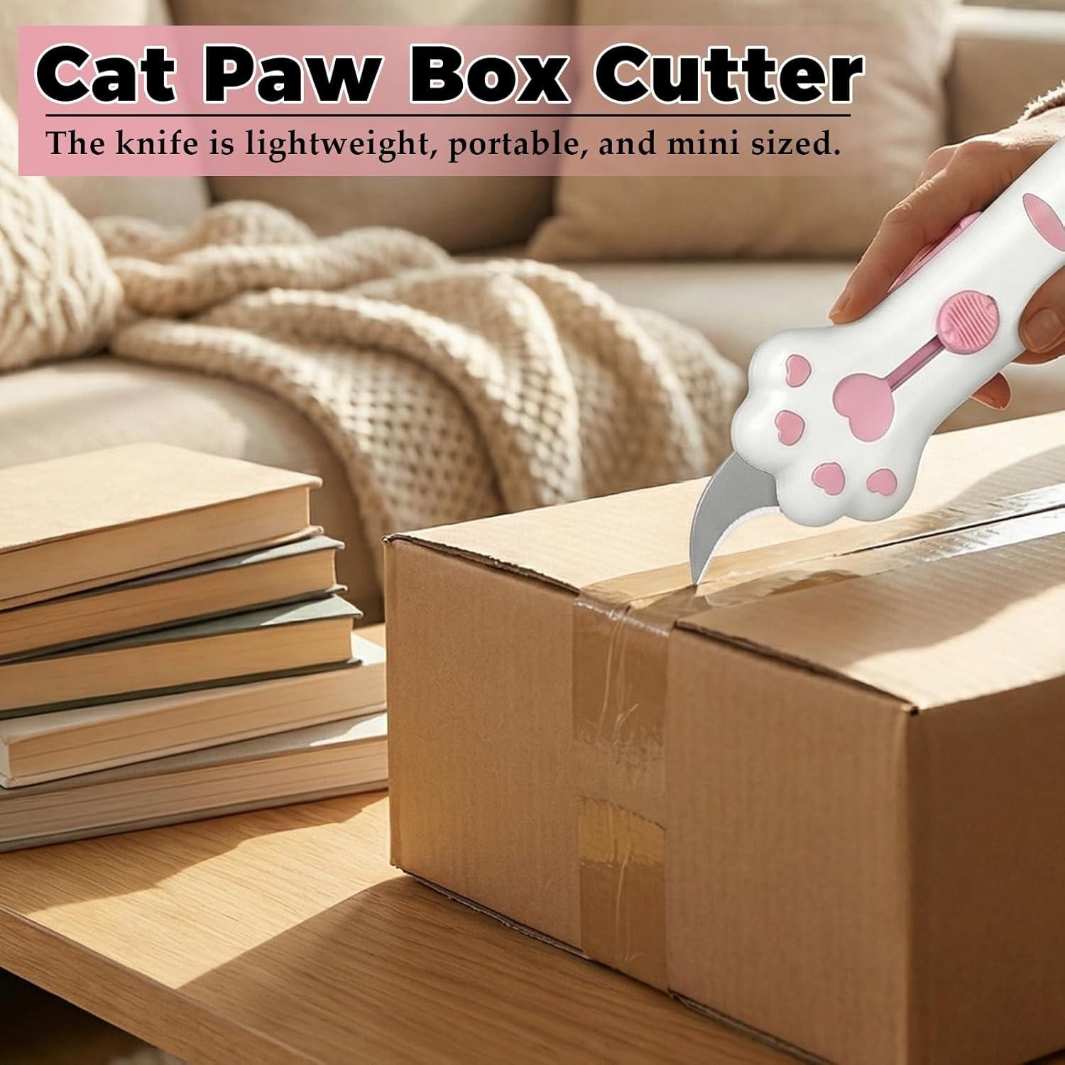 2026 New Extendable Cat Claw Knife, Cute Cat Shape Unboxer, Portable Pet Lover Tool, Multi-Functional Utility Knife for Boxes and Seals