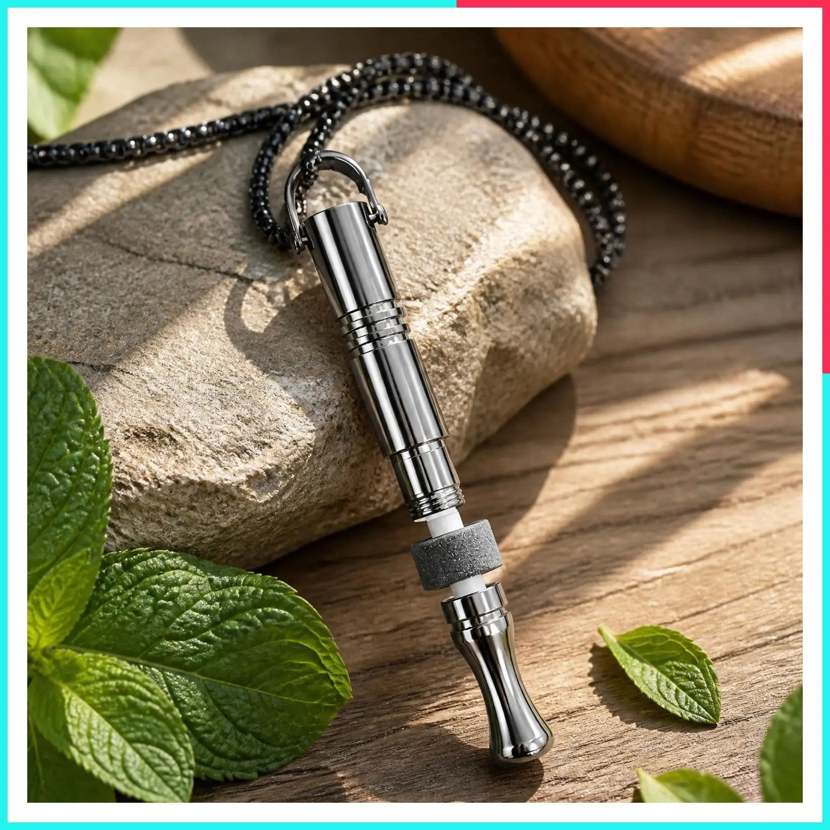 Quit Smoking Necklace with Fidget Ring & Mint Pods – Wearable Breathing Aid for Stress, Anxiety, Mindful Breathing & Fidget Relief to Support Smoking Cessation