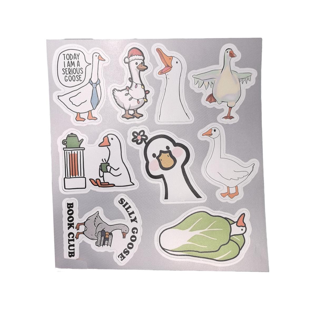 1Pc 54PCS Cute Goose Stickers Funny Cartoon Meme Funny Animal Quotes Waterproof Vinyl Decals Aesthetic Graffiti Sticker Pack with Quotes for Laptop Water Bottle Phone Case Skateboard Helmet Scrapbook DIY Decor Gift Spring Summer Party Supplies