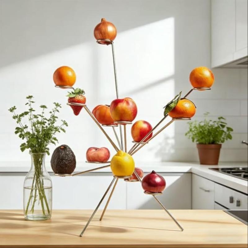Exploding Fruit Tray, Desktop Firework Display Stand, 2026 New Artistic Floating Fruit Rack, Minimalist Design, 360° Ventilation, Kitchen & Coffee Table, Display Riser