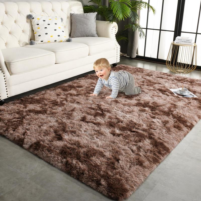 【Deals for You Days】Tie-Dyed Fluffy Shag Rug Area Rugs for Living Room Nursery Dorm Anti-Skid Soft Modern Plush Aesthetic Room Decor Floor Protection