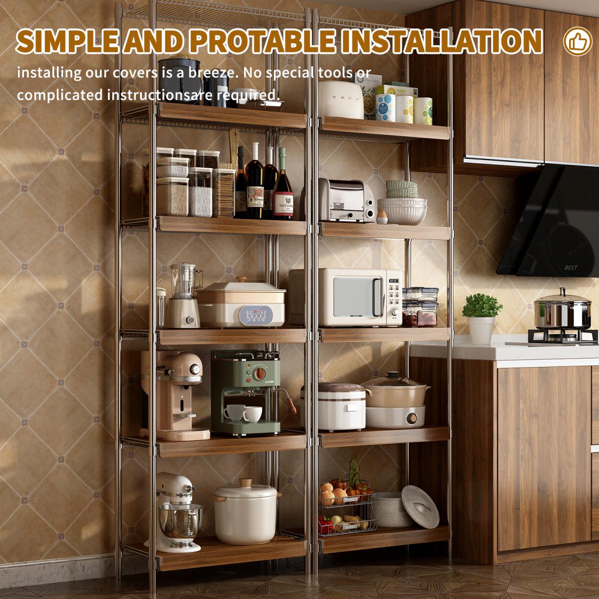 (24 INCH) 5 Pcs Wire Shelf Covers, Foamed PVC Wire Rack Covers for Removable Closet (Not Wood), Pantry Shelves for Cabinet Bathroom Kitchen Shelving Decoration ( WALNUT Color )