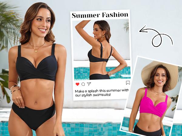 Aqua Eve Women Underwire Bikini Top - Push Up Swim Top Only Bra Padded Swimsuit Tops Bathing Suit Tops