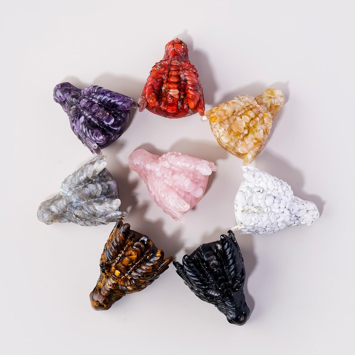 Natural Crystal Dragon Head Statue, Reiki Healing Feng Shui Figurine, Home Office Decoration, New Year Gift, 1pc Amulet Sculpture