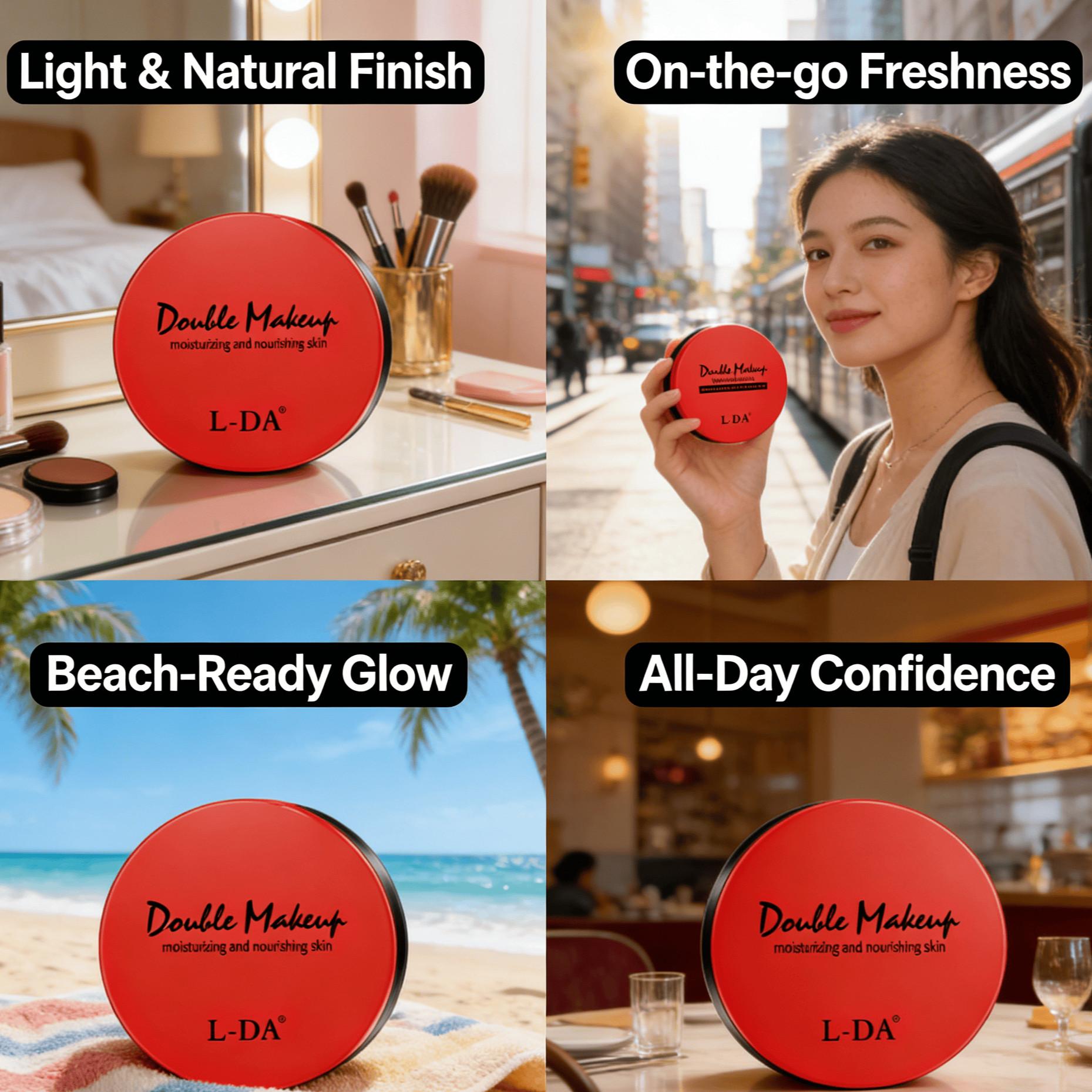 Double Layer Cushion Bb Cream Liquid Foundation, High Coverage Long-Lasting Matte Finish, Transfer-Resistant Formula, Suitable for Combination Skin