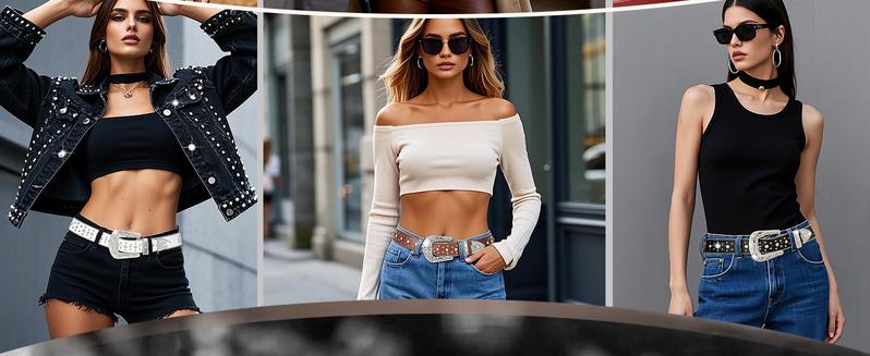 JASGOOD Rhinestone Studded Belt for Men Women, Western Leather Belt for Cowgirl Cowboy Vintage Bling Belt for Pants Dress