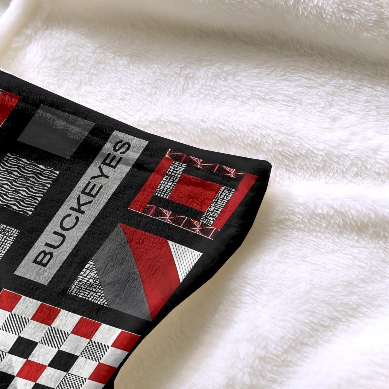 Ohio State University Flannel Blanket, 1 Count Lattice Pattern Soft Comfortable Throw with Storage Bag, Warm Napping Blanket for Home Office Travel Camping, Flannel Fleece Blankets