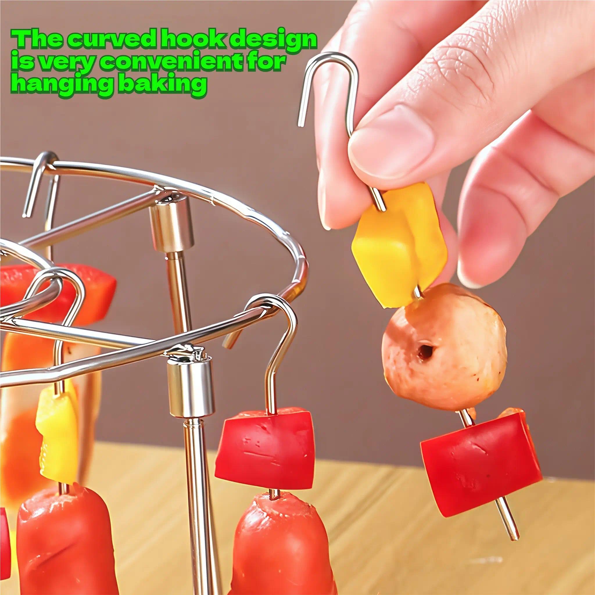 2026 Modern Vertical Skewer Stand with 24 Sticks, Fits 3QT–6QT Air Fryers, Ovens and Small Grills, Delivers Balanced Heating, Avoids Charring, Great for Grilling Kebabs, Veggies & Sausages, Useful Kitchen Accessory