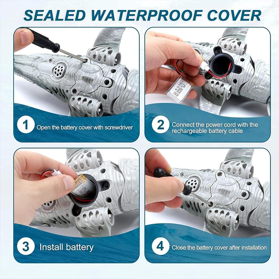 Remote Control Mosasaurus Toy Animals, Rechargeable Pool Simulation, Light & Water Spray Function, Electric Sea Monster, Birthday Gift