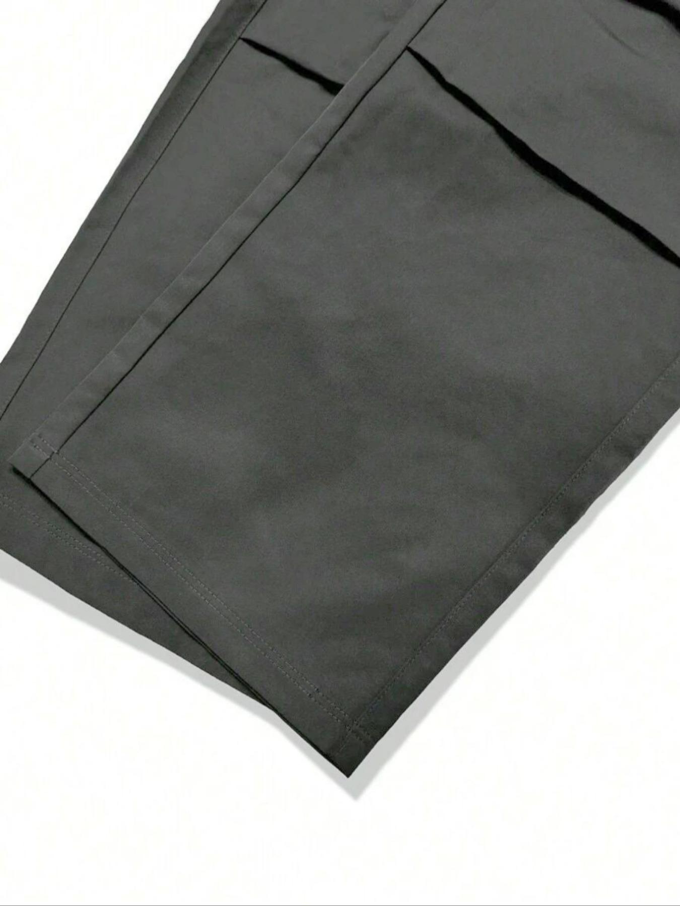 Plus Size Solid Drawstring Waist Cargo Pants, Casual Streetwear for Daily Wear, Men's Dark Gray Trousers for All Seasons