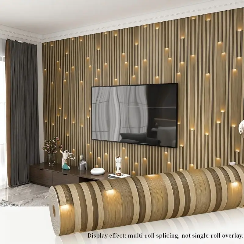 1 roll, 15.75in*118.11in(40cm*300cm), thickened striped wood grain wallpaper, peel and stick vinyl wallpaper, removable self-adhesive wood grain interior wall panels for living room, bedroom, and kitchen
