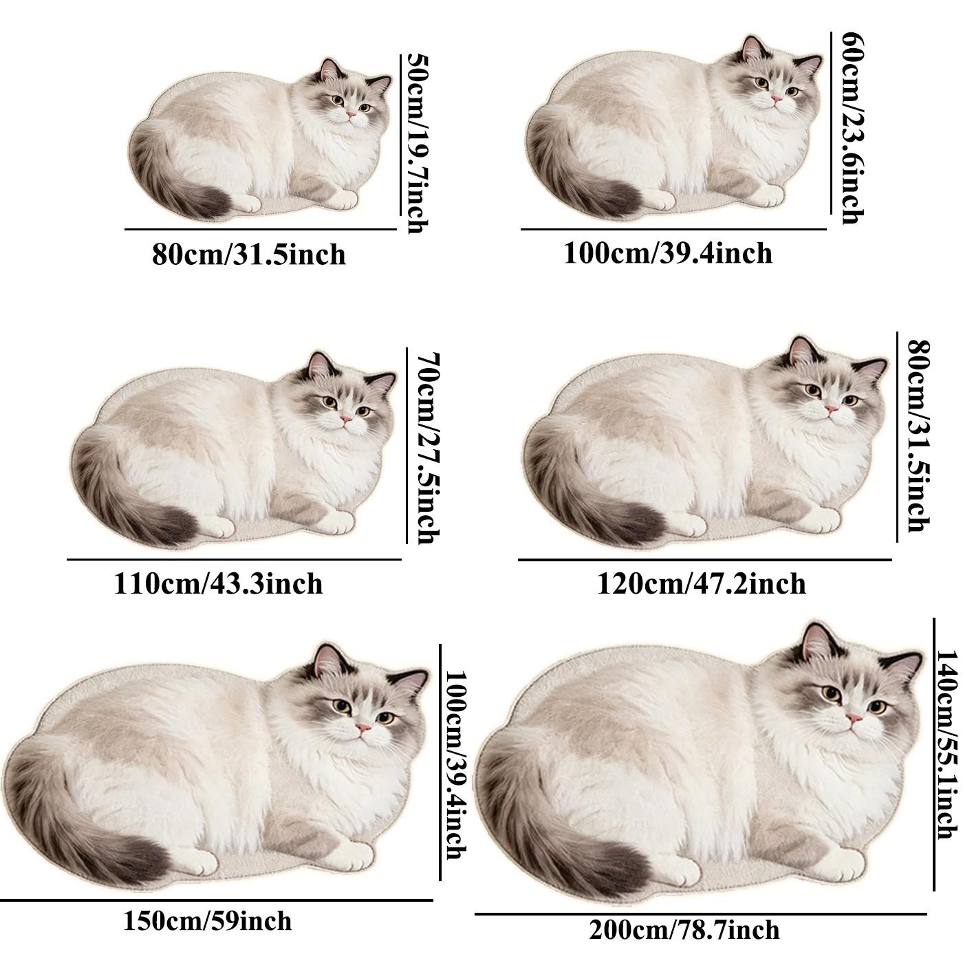 Soft Cute Cat Shape Rug, Hand Wash Only, Indoor Use, Perfect for Living Room, Bedroom, Study, Bathroom, Kitchen, Hallway Decor
