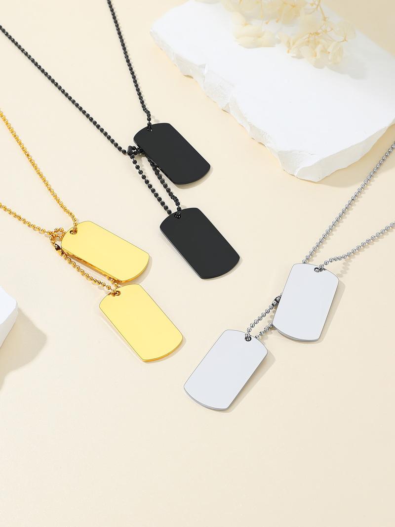 FaithHeart Simple Polished Double-Layer Dog Tags Pendant Necklaces Stainless Steel
