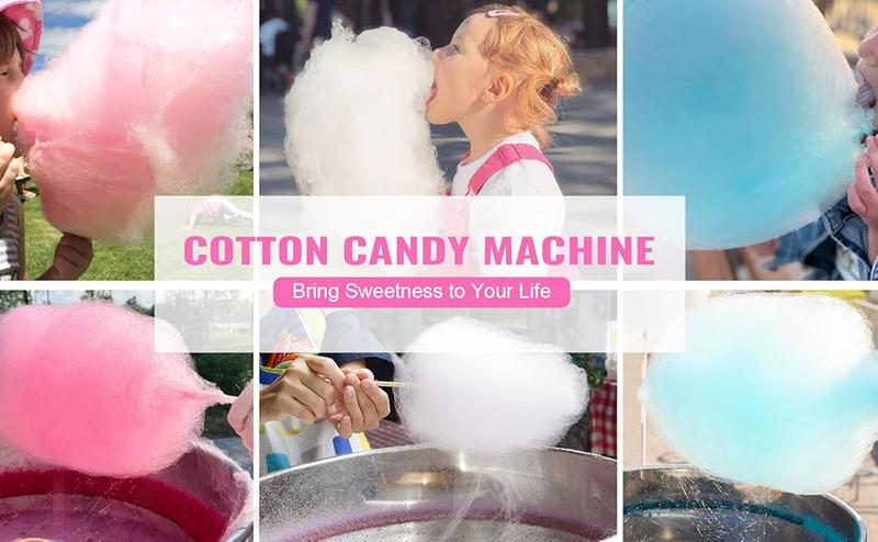 Cotton Candy Machine Commercial, 1000W Electric Cotton Candy Machine, Cotton Candy Maker with Stainless Steel Bowl, Sugar Scoop, Storage Drawer, Perfect for Family Party, Kids Birthday