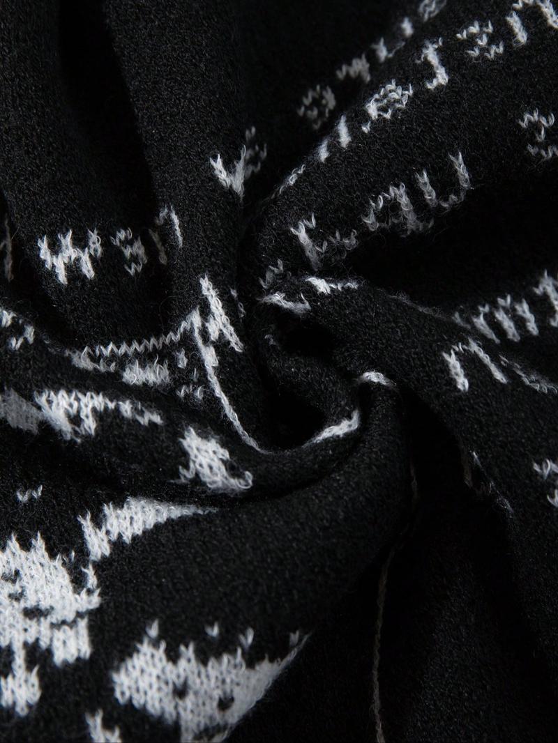 Men's Cartoon Print Crew Neck Sweater, Loose Casual Long Sleeve Top, Perfect for Spring & Fall, Fashion Knitwear for Daily Wear