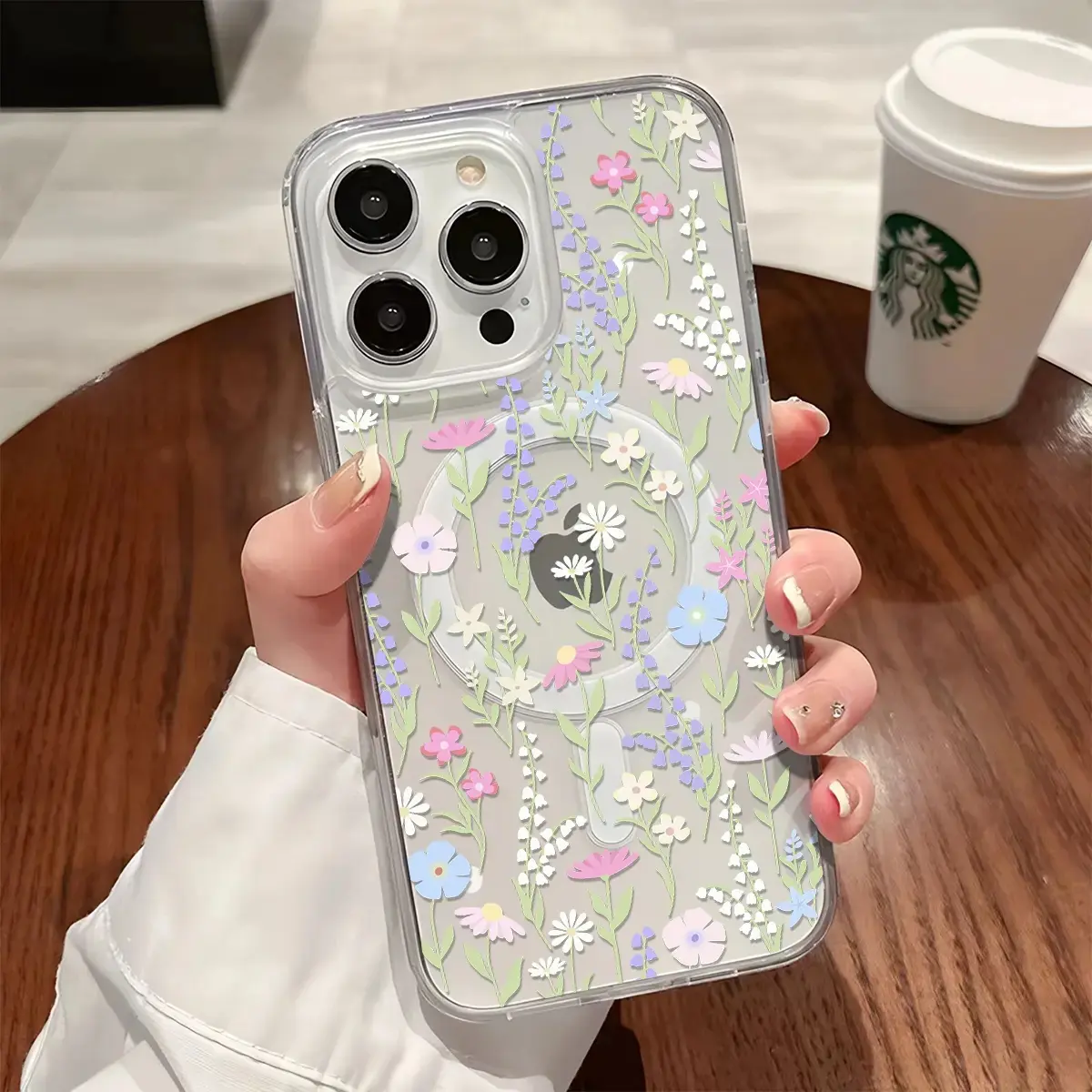 Multi-Model Polycarbonate Magnetic MagSafe-Compatible Shockproof Cellphone Casing - Colorful Wild Floral Pattern Protection Cover for iPhone X,11,12,13,14,15,16,17,18 Pro Max Plus Air 17e Handheld Phone Accessory