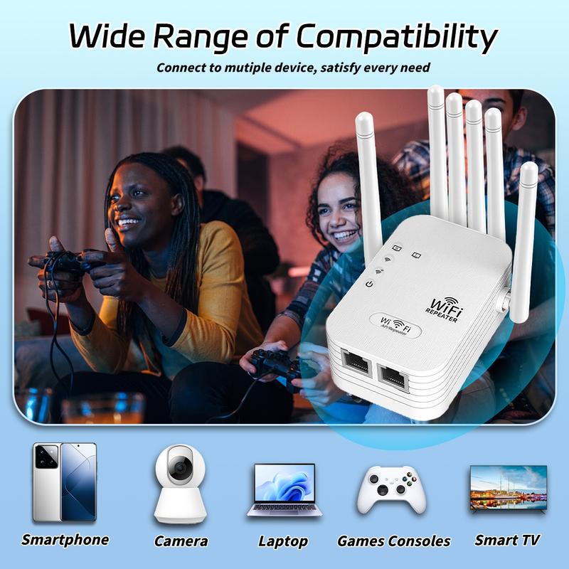 Wireless WIFI Extender, Wifi Repeater Extender, 6 Antennas WiFi Extender Signal Booster for Home Up to 5000 sq.ft with 50 Devices,2.4GHz Signal Booster Long Range Amplifier,Compatible Game Essentials,Gifts