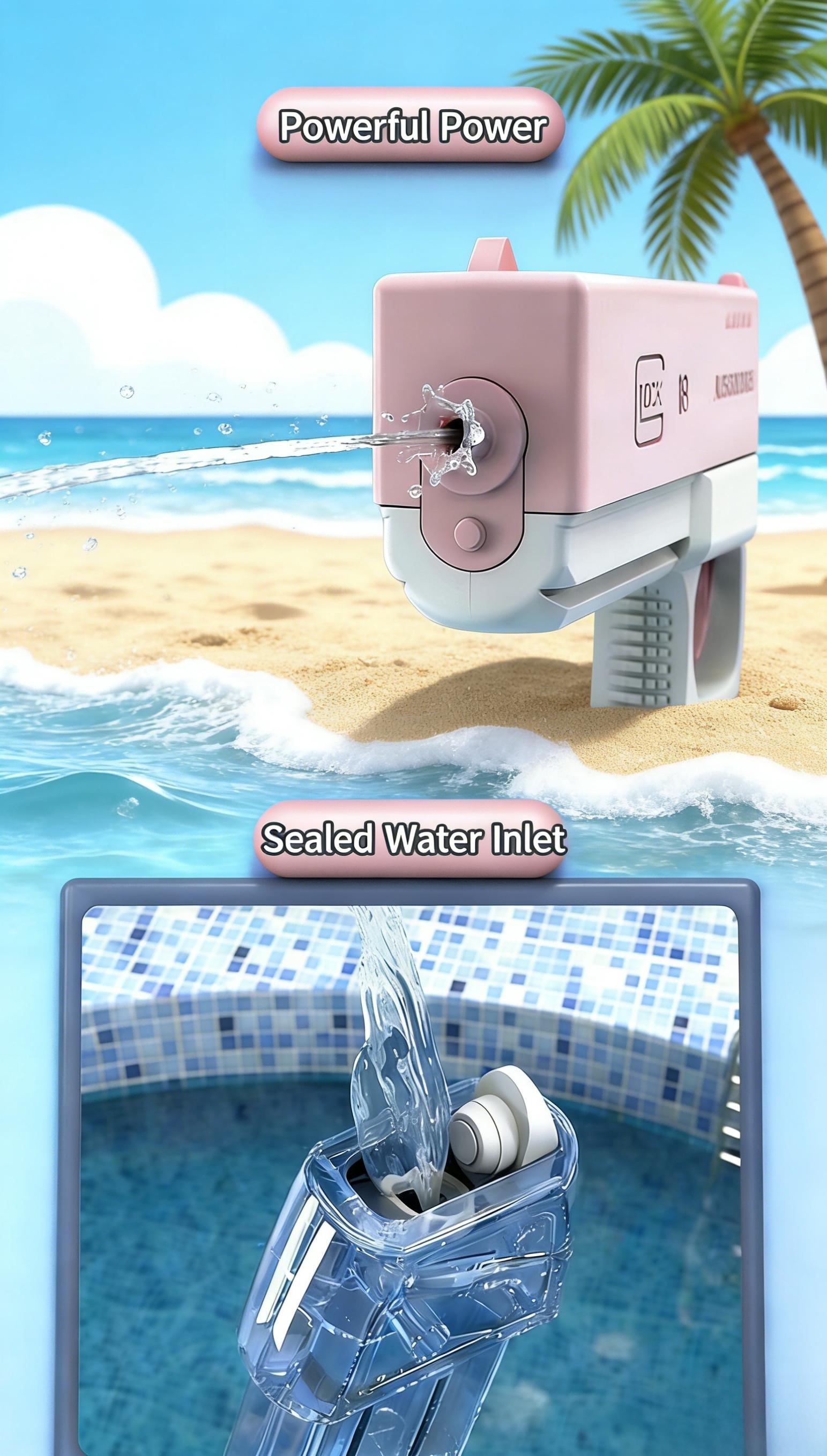 Electric Glock Water Gun, Full-Auto Repeating Water Gun, Large Capacity, Summer Beach Play Toy, Ideal Gift for Kids Who Love Swimming