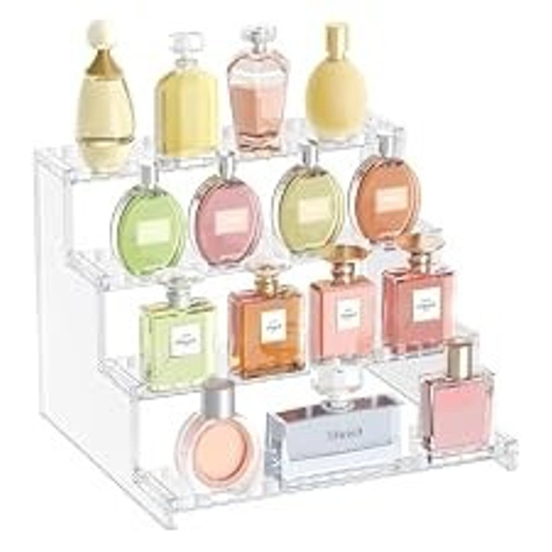 12" Plastic Perfume Organizer - 1-Piece Black Display Riser Shelf, Tool-Free Installation, for Makeup, Spice, Bedroom Counter Indoor Furniture Storage Decor 12" Plastic Perfume Organizer - 1-Piece Black Display Riser Shelf, Tool-Free Installation, for Makeup, Spice, Bedroom Counter Indoor Furniture Storage Decor