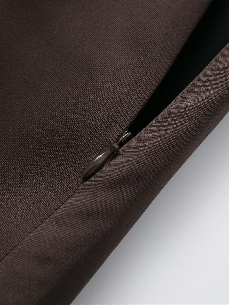 Women's Solid Color Zipper Belted Skirt Pants, Safety Lined Slim Fit Half Skirt, Perfect for Vacation, Home, Daily Wear, Dating, Travel