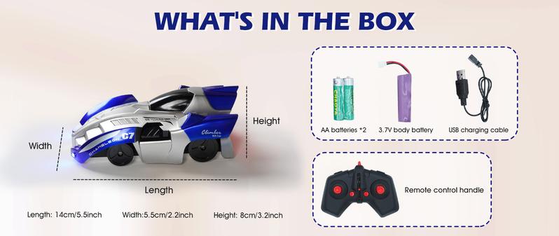 Wall Climbing Remote Control Car- Dual Mode 360° Rotating RCCars with Headlight Rechargeable Toys，toy car adventures