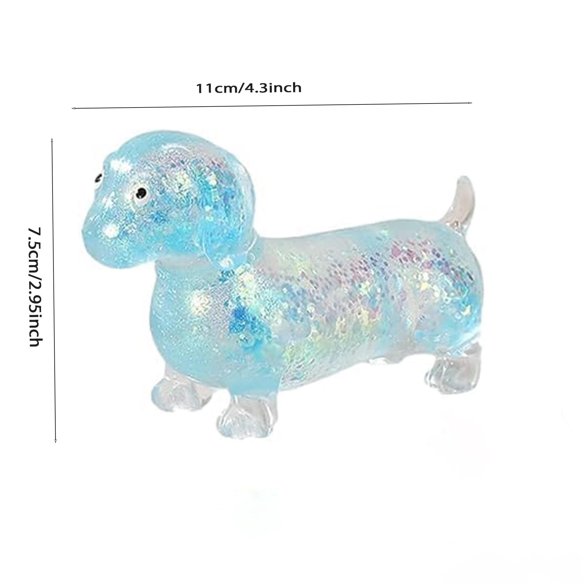 Anxiety Squishies, Fidget Cube Stress Relief, Dachshund Squishy Stress Toy,  Upgraded Sparkly Sausage Dog Gel Stretch Ball, Cute Mini Dogs with Face for kids Adults
