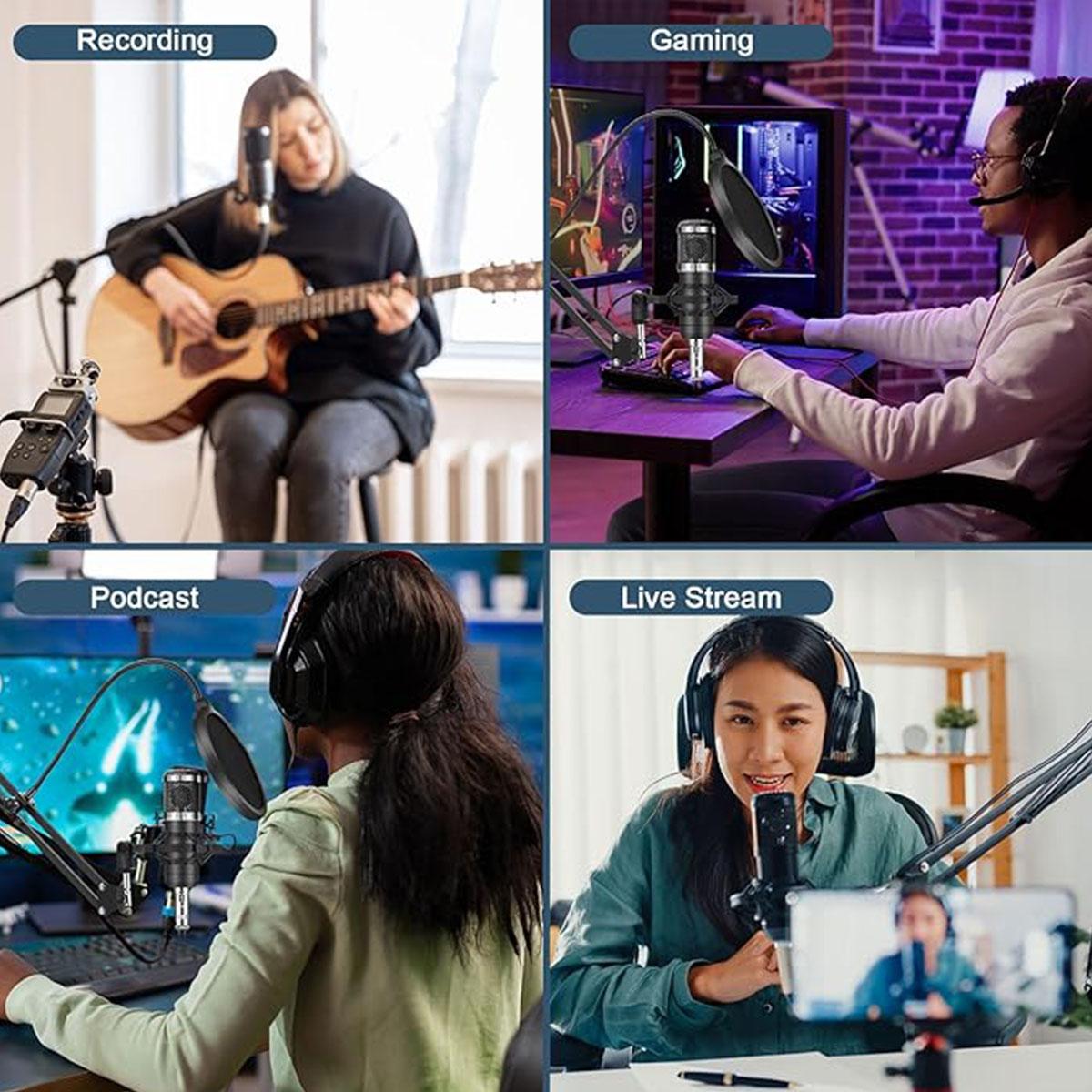 Podcast Equipment Bundle, Live Sound Control Device & BM-800 Condenser Microphone, Sound Card and Microphone Kit for Recording, Gaming, Singing