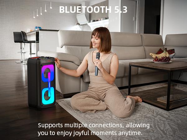 Karaoke Machine for Adults, Portable Bluetooth Speaker with 2 Wireless Microphones, Portable PA System with Disco Lights for Big Party, Outdoor, Ideal Gifts for Family, Music Lover