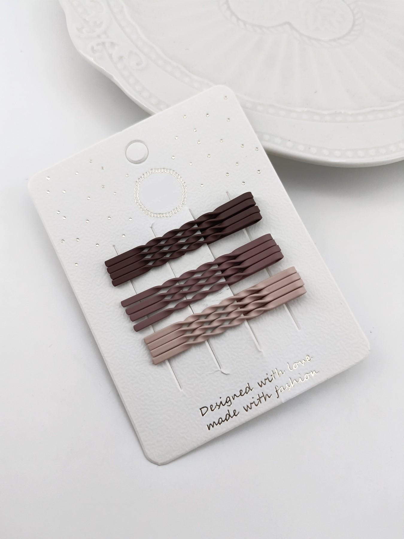 1 Pack of 12 Hair Clips, 5.5cm Braided Straight Clip, Simple Solid Color, Fragile Hair Organization, Daily Use Accessory