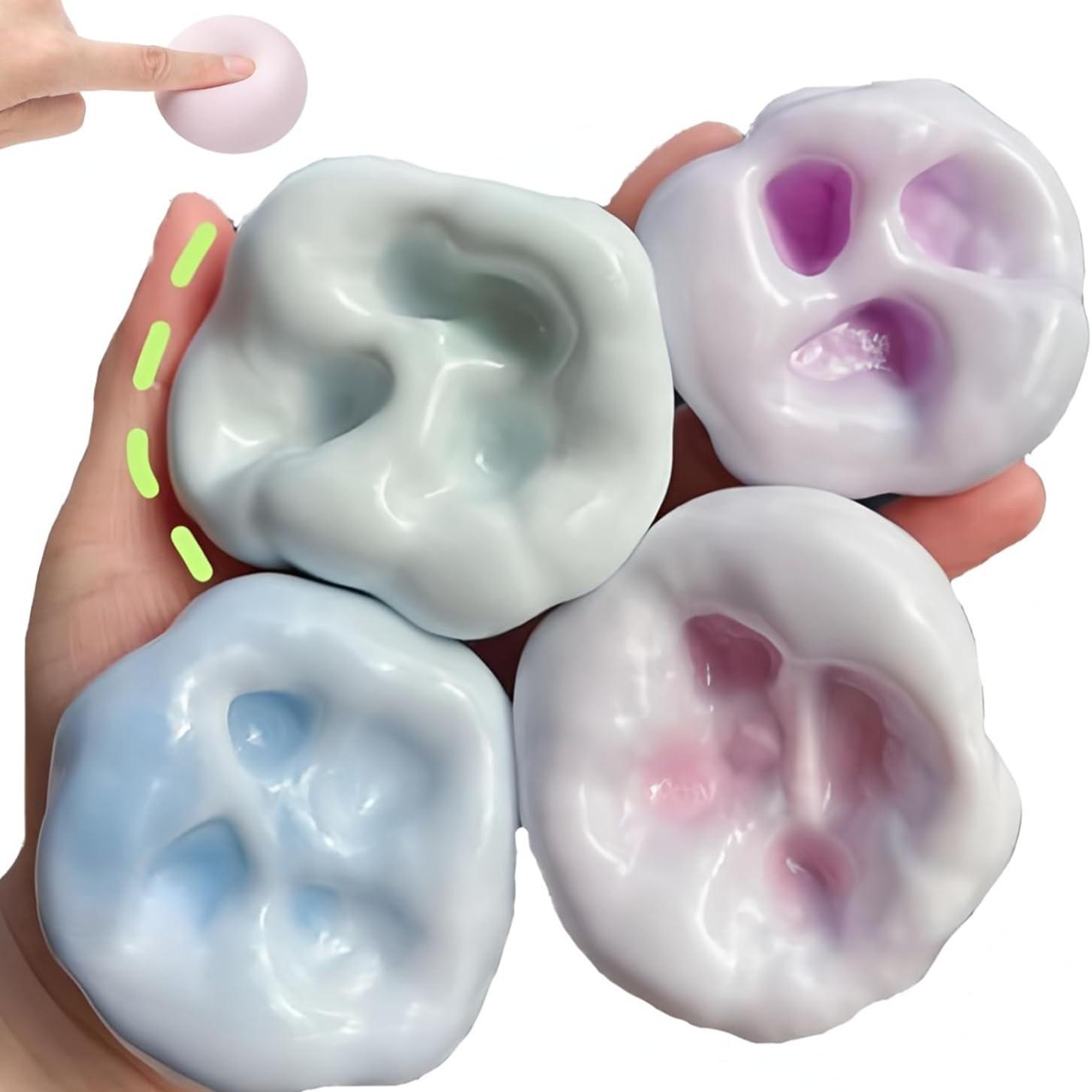3pcs Handmade Mochi Stress Relief Toy, Soft Squishy Glutinous Texture with Thin Ice-Skin Feel, Squeeze to Relieve Stress, Ideal Gift for Office, Parties and April Fool's Day (No Air Pump)