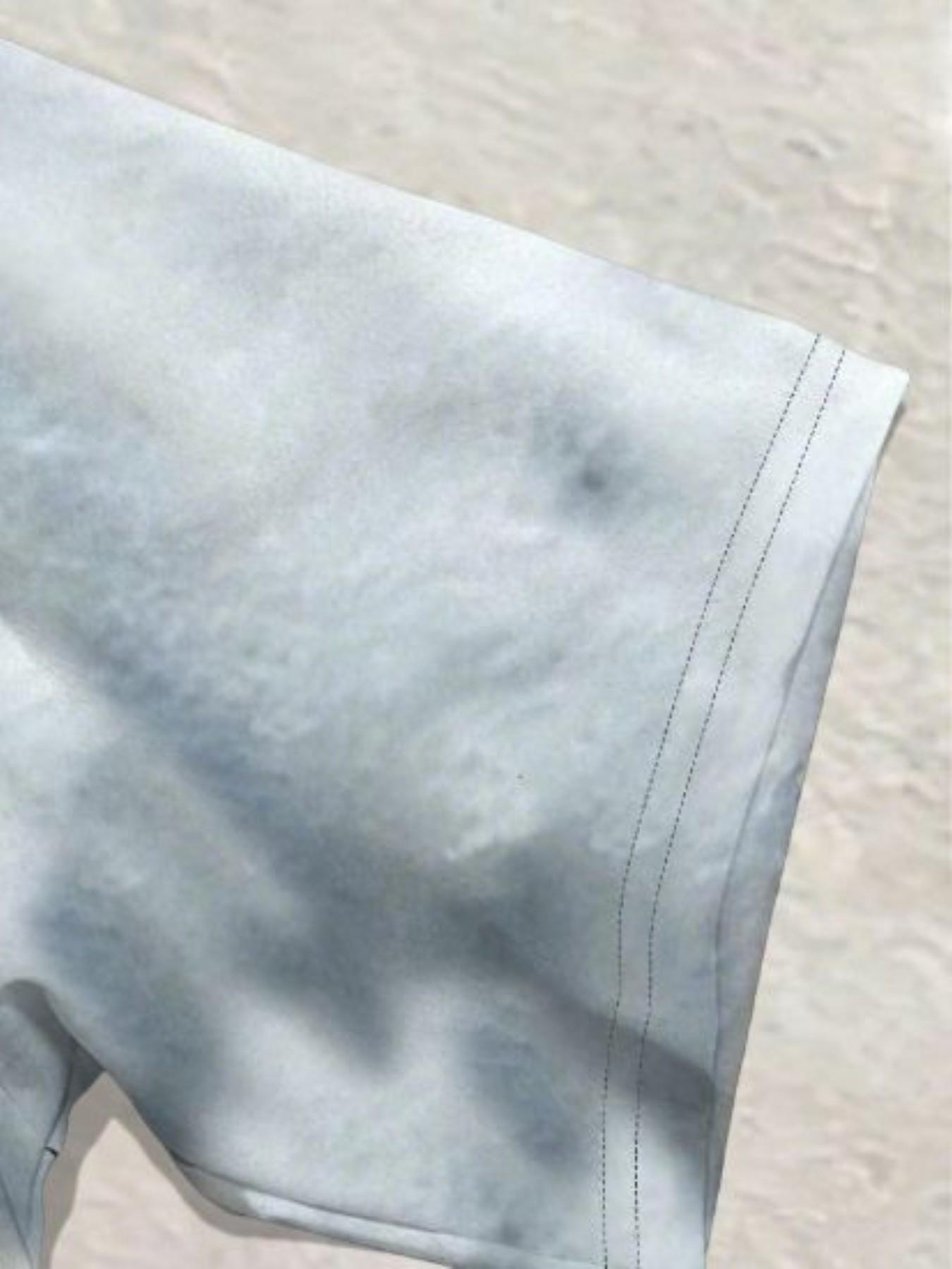 Men's Casual Summer, Contrast Color Denim Washed Print, Short Sleeve T-Shirt and Shorts Set, 2-Piece Ensemble for Warm Weather