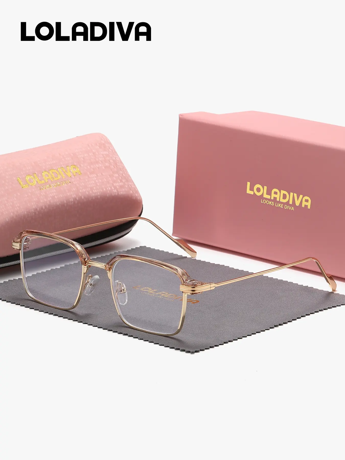 LolaDiva 1 Piece Unisex Effortless Full Frame Plaon Glasses Student Like Temperament Square Frame Plaon Glasses