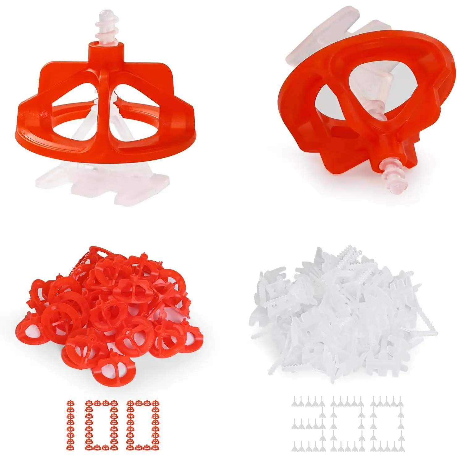 Tile Leveling System 1/16", 300 Pcs Tile Spacers and 100 Pcs Red Cap