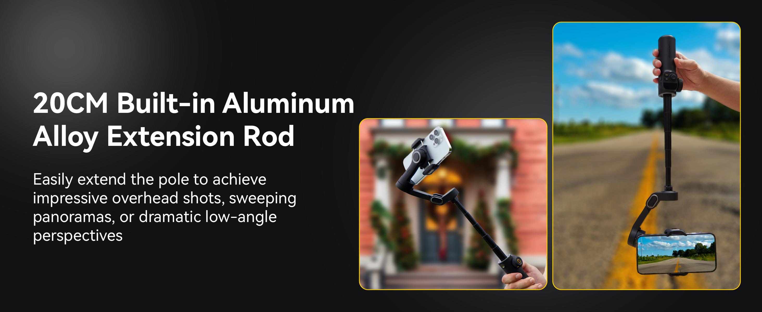 AOCHUAN Gimbal Stabilizer for iPhone, 3-Axis Smartphone Gimbal Built in 7.8' Extension Rod, Portable Gimbal Stabilizer w/OLED Display for iPhone/Android, Perfect for TikTok YouTube Vlogging-Smart X2 Black