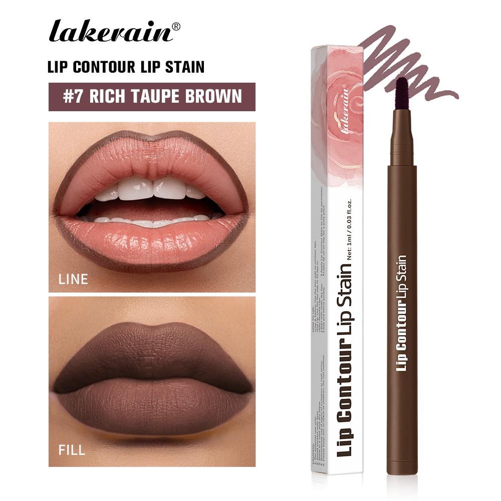 Lakerain 2-in-1 Lip Liner & Lip Stain, Waterproof High-Pigment Smudge-Proof Lip Tint, Non-Drying Formula for Precise Definition & Gradient Matte Looks, Travel-Friendly with 8 Shades for All Skin Tones