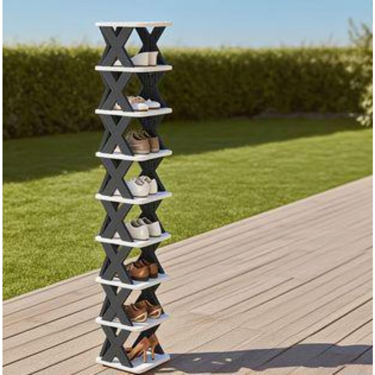 Space-Saving Corner Shoe Rack Storage - Tall, Narrow and Sturdy Plastic Storage Shelf, Suitable for Shoes and Boots, Multi-Purpose Storage, Ideal for Hallways, Closets, Garages and Living Rooms, for Shoe Organization and Arrangement