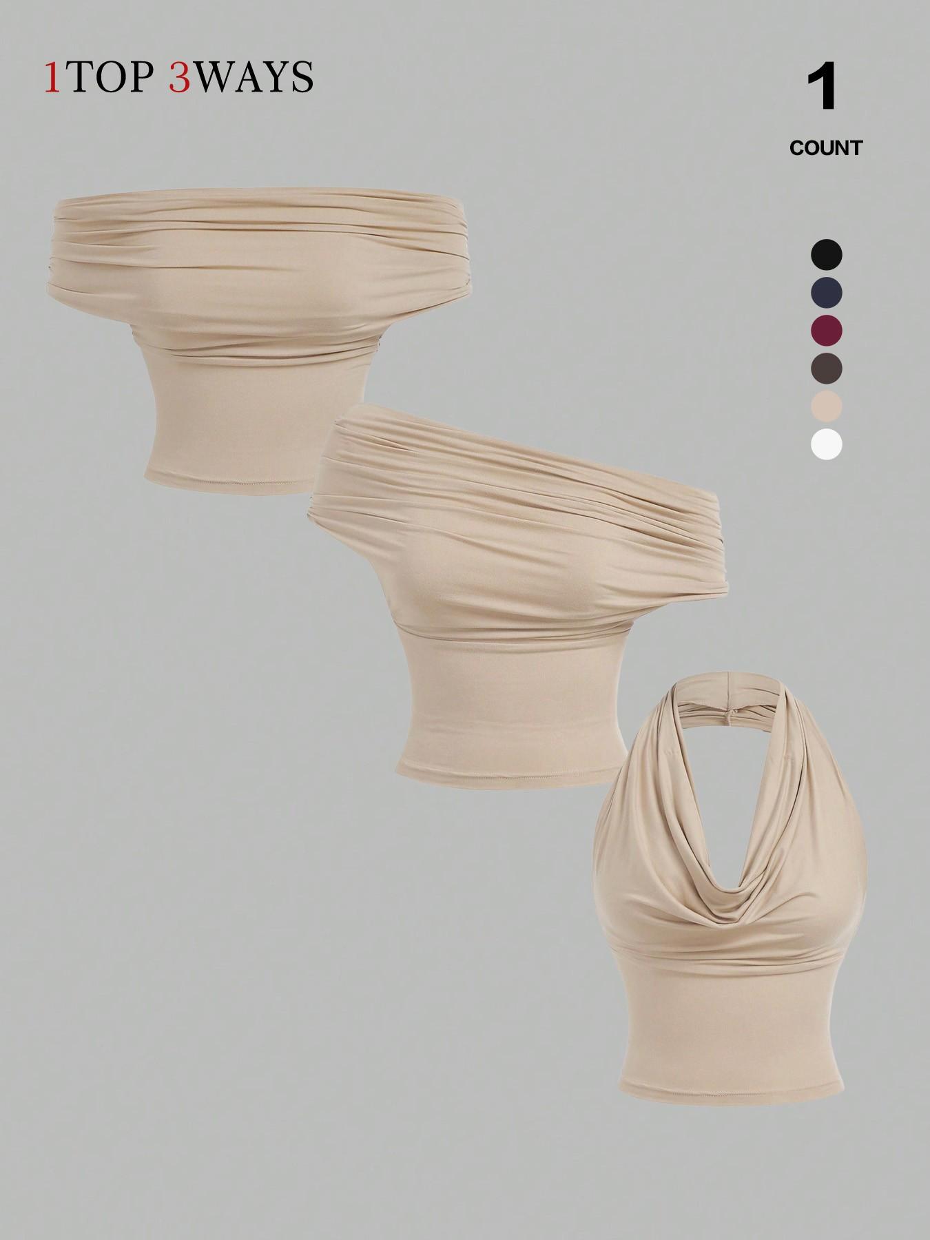 2026 Women's Elegant Solid Color Versatile Halter Neck Top, Stylish & Comfortable Design, Perfect for Casual Wear, Ideal for Everyday Use