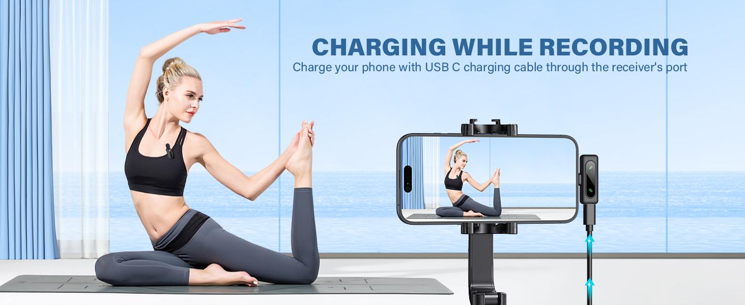 PQRQP Wireless Lavalier Microphone Dual Set – Plug & Play Clip-on Mic with Auto Pairing, Magnetic Mount, Noise Cancelling with LED display for iPhone, Android, USB-C Devices,Vlog & Video Recording