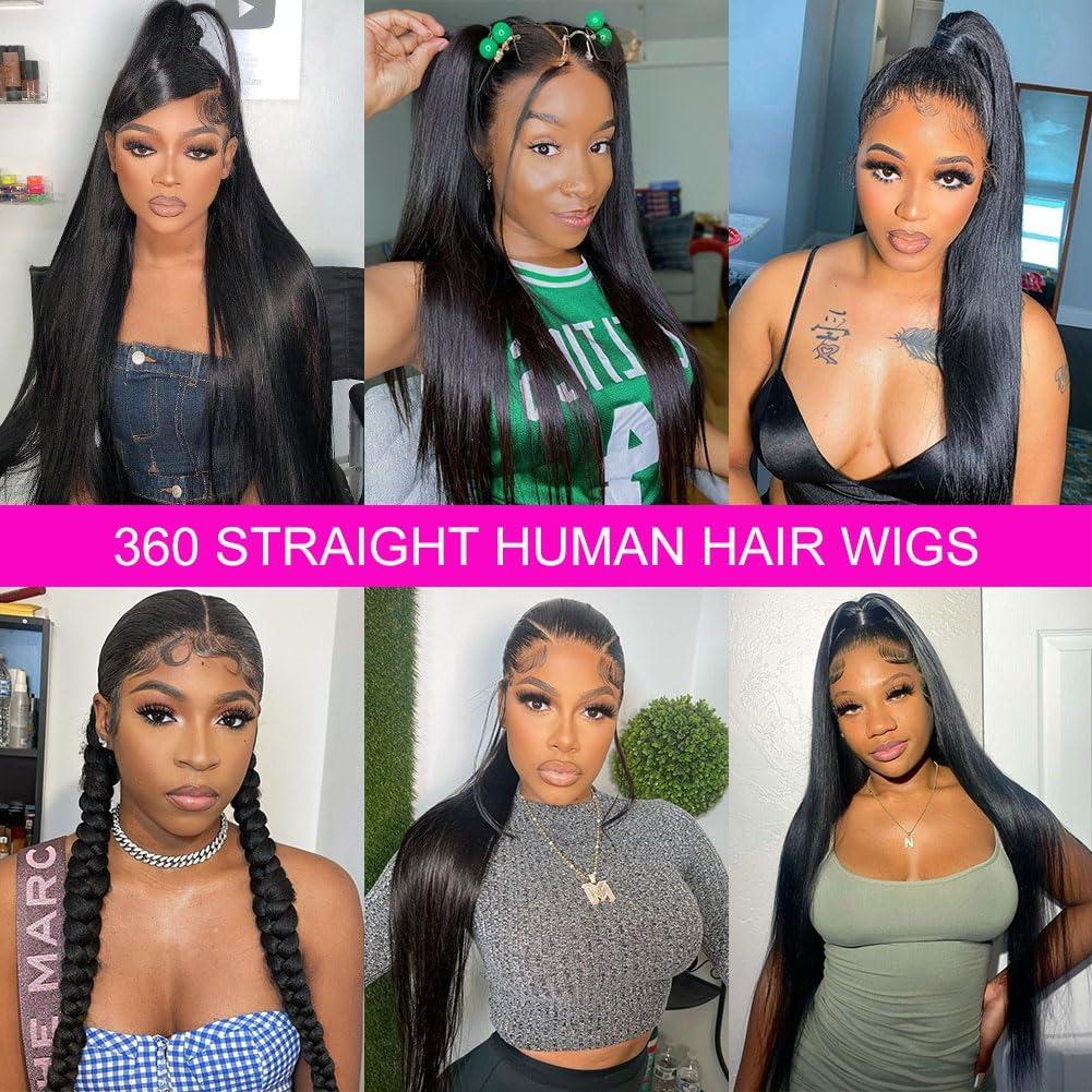 Bling Hair Invisi Strap 360 Full Lace Frontal Wigs Human Hair Bone Straight Wigs Brazilian Virgin Wigs Pre Plucked Drawstring Wig for Women 180 Density TikTokShopBlackFriday