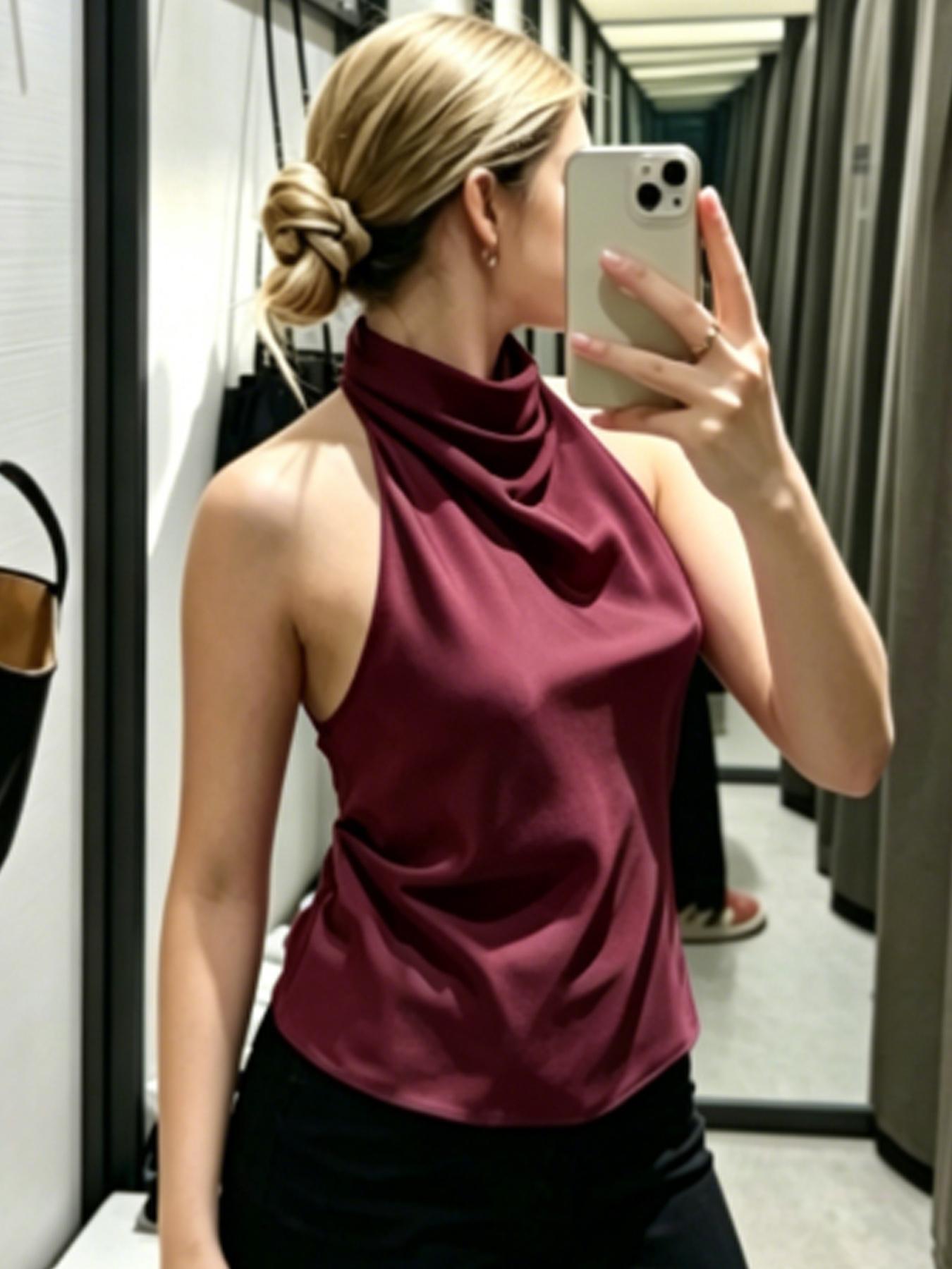 Women's Satin Halter Tops Halter Neck Y2K Sexy Corset Crop Tanks & Camis Backless Camisole Summer 2026 Ladies Fashion Backless Sleeveless Tank Tops Black White Orange Pink Yellow Brown Purple Green Top Elegant Evening Party Prom Top Women Solid Tank Top
