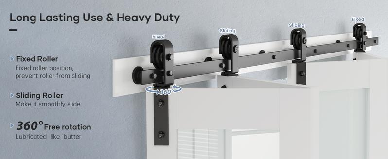 Easelife White Bi-Fold Barn Door with Frosted Glass – Modern Folding Interior Door, Exterior Mount with Hardware Kit Wardrobes Bathrooms