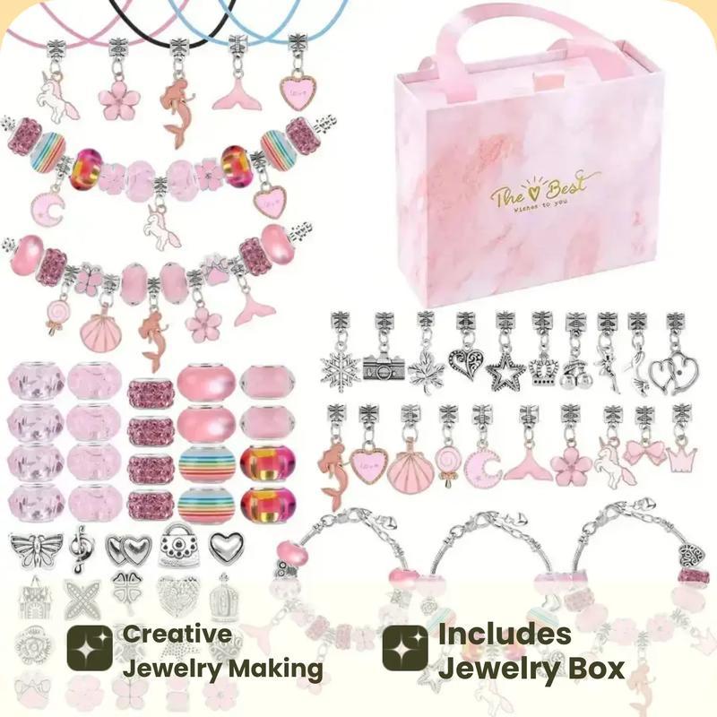 67-Piece DIY Mix Beads Bracelet Kit for Girls Aged 6-10, Includes Jewelry Making Supplies & Portable Box, Perfect Birthday Gift Idea