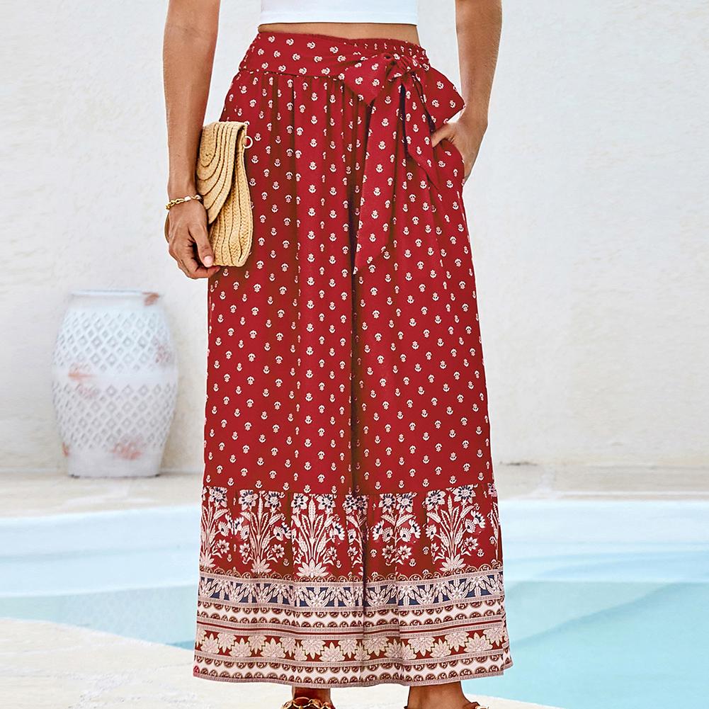 Grace Karin Women Elastic Waist Flared Pants Casual Vacation Full Length Bell-Bottoms SpringStatements