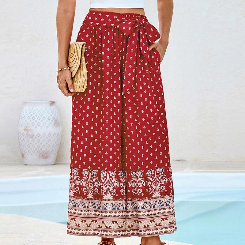 Grace Karin Women Elastic Waist Flared Pants Casual Vacation Full Length Bell-Bottoms