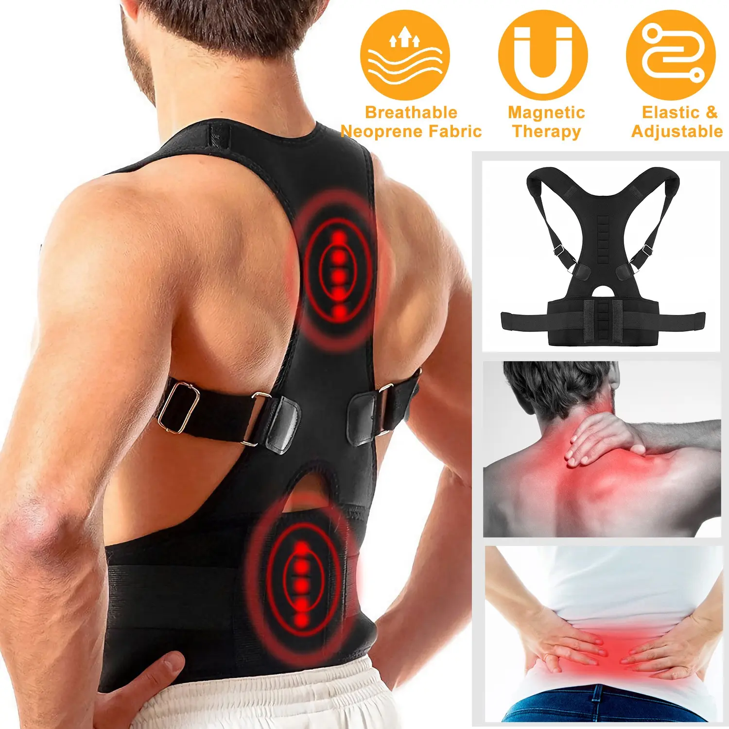 Adjustable Posture Support Brace for Men and Women, Breathable Upper Back and Waist Support Belt for Office, Work and Daily Wear