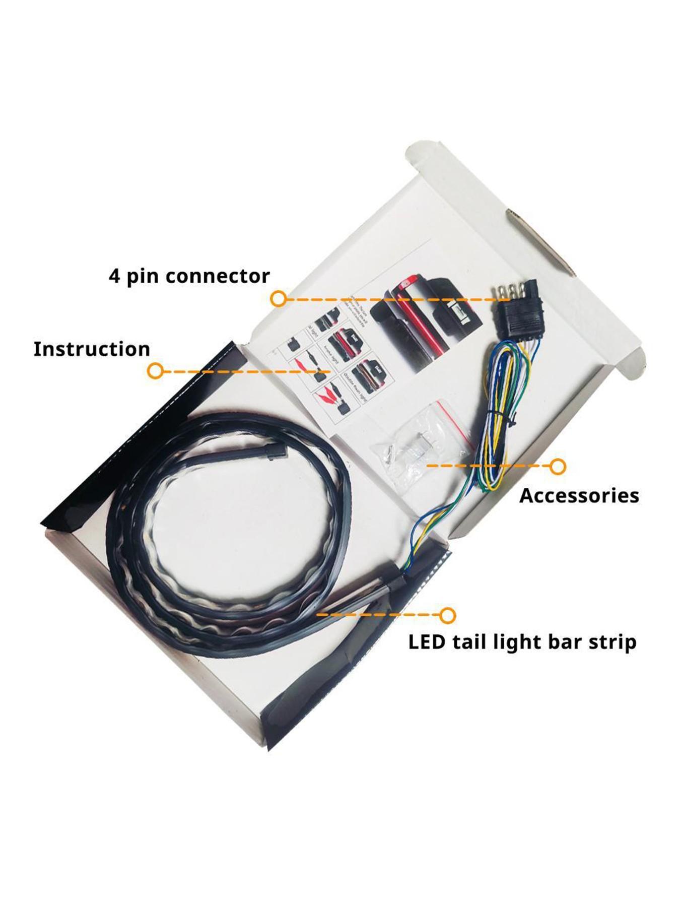 Fishbone-Shaped LED Tailgate Light Bar, 60-Inch LED Tailgate Lights, Brake, Running & Sequential Turn Signals, for Trucks, Pickups, Suvs, Rvs