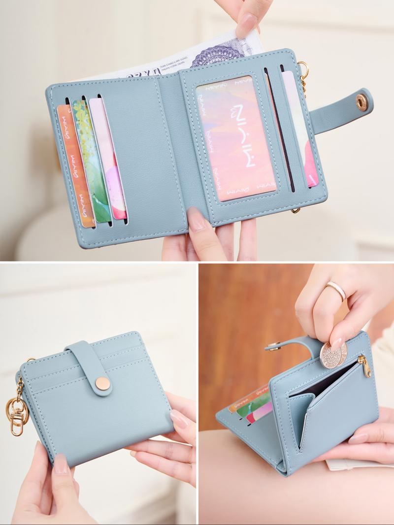 Women's Solid Color Zipper Wallet, Fashionable PU Leather Card Holder, Casual Versatile Wallet for Daily Use, Credit Card Holder