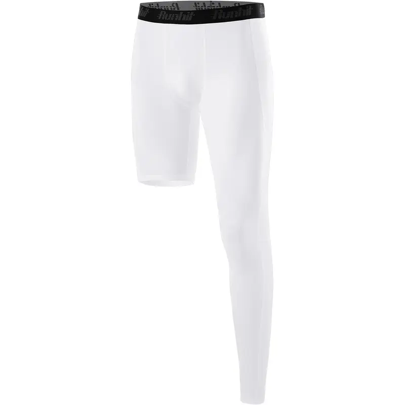Men's Full-Length Single-Leg Compression Pants - Athletic Bottoms, Elastic Activewear, Stretchy, Lightweight Breathable Gym, Scratch-Free Seams, Workout Gym Wear, Basketball Fitness Tight Fit Sports Base Layer