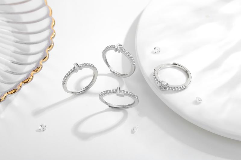 26 Initial Rings for Women & Girls, Letter A - Z Shiny Adjustable Open Rings, Personalized Name Ring Gifts For Birthday and Valentines